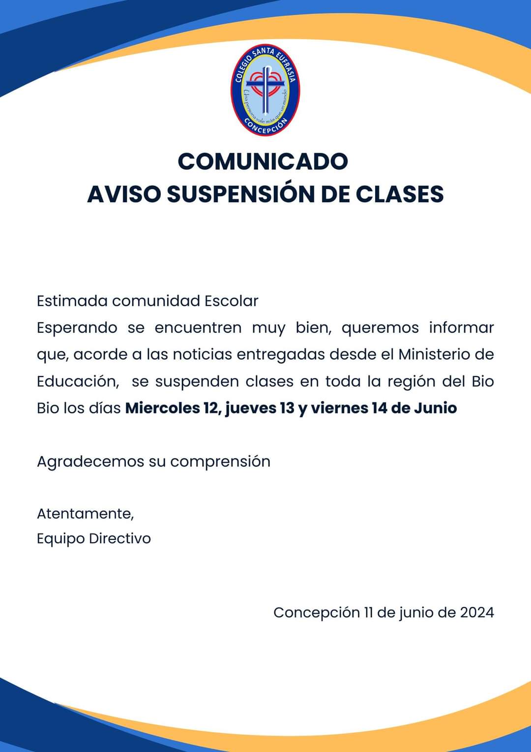 Aviso suspención de clases