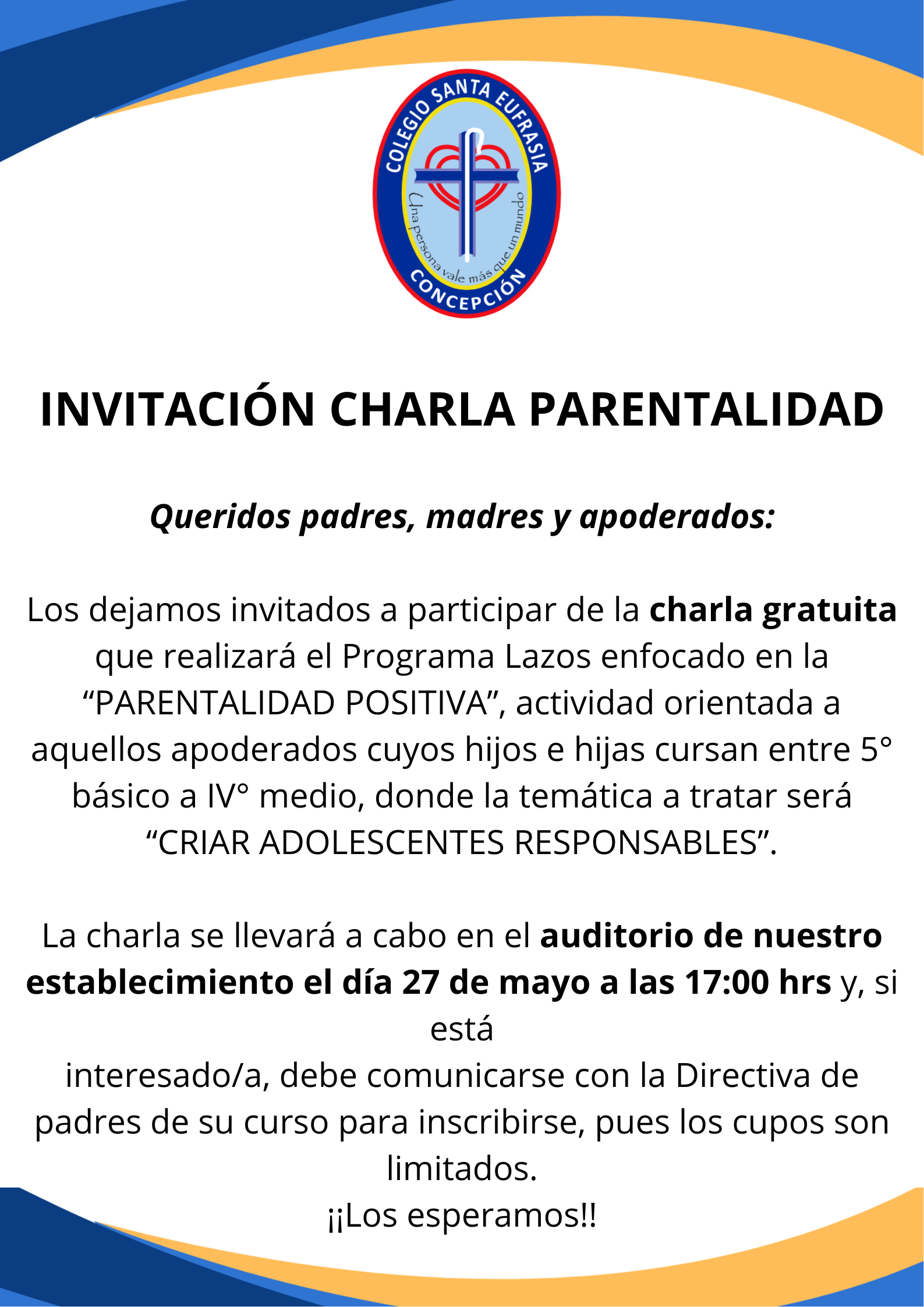 Invitación Charla Parentalidad