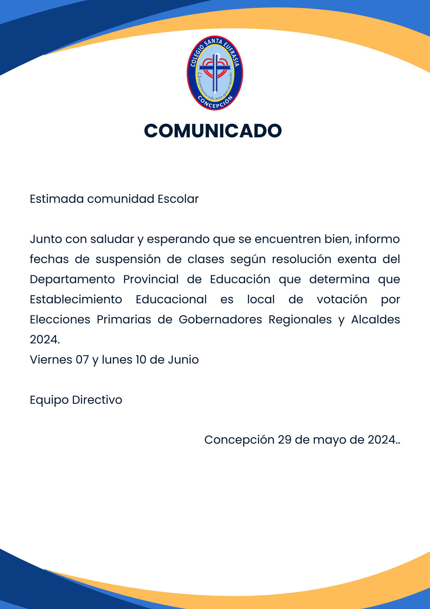  COMUNICADO SUSPENSION VOTACIONES
