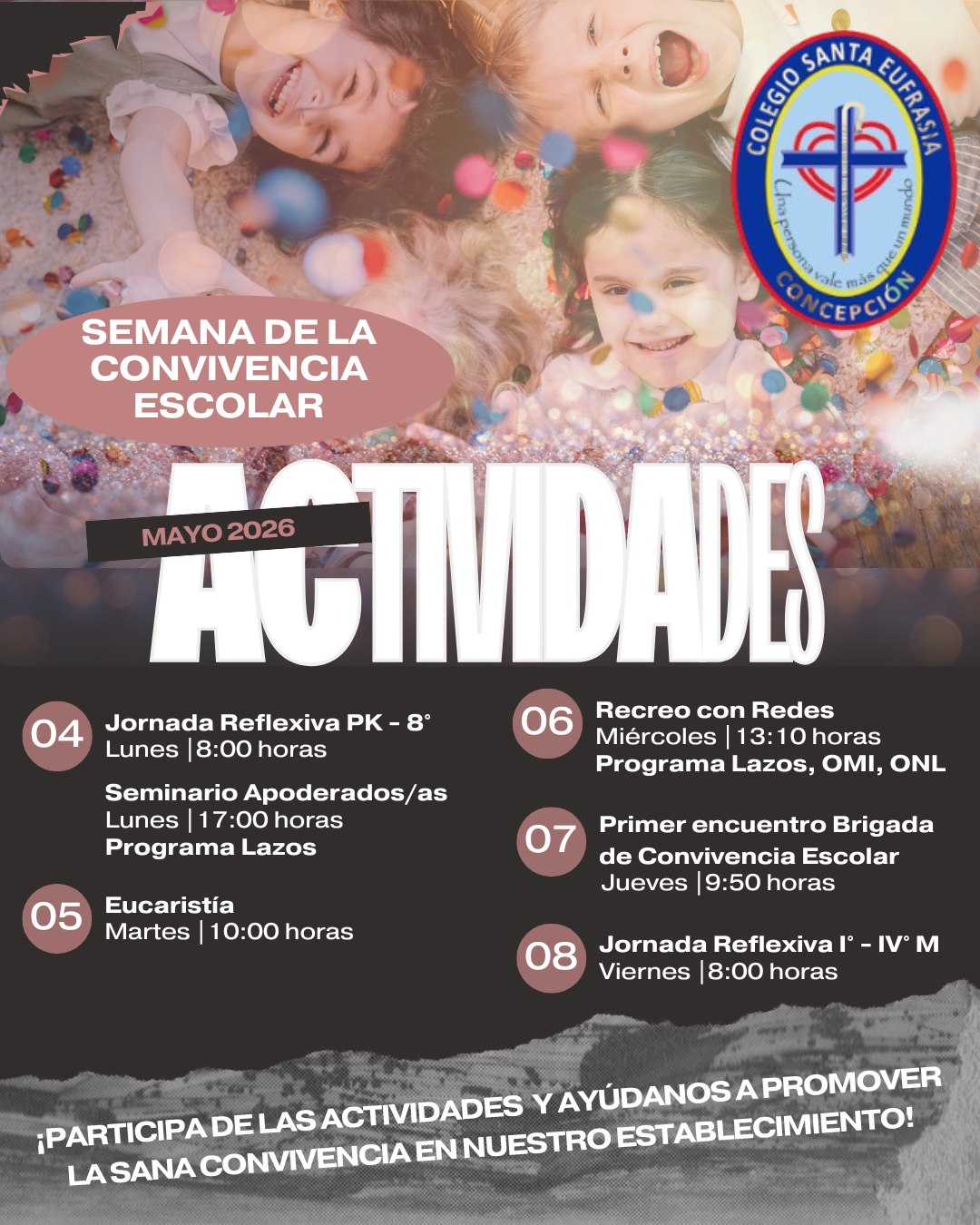 Cronograma de actividades por la semana de La Convivencia Escolar